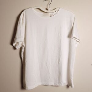 J. Jill 2X White Knit Top Soft Stretch Rayon Blend Short Sleeve Shirt
